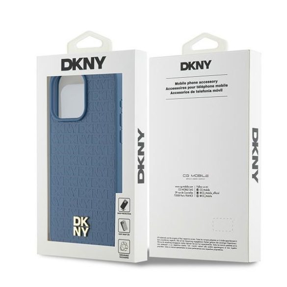 DKNY DKHMP15XPSHRPSB Leather Monogram Pattern Metal Logo MagSafe-kompatibilis tok iPhone 15 Pro Max - kék