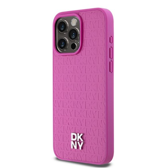 DKNY DKHMP15XPSHRPSP Leather Monogram Pattern Metal Logo MagSafe-kompatibilis tok iPhone 15 Pro Max - rózsaszín