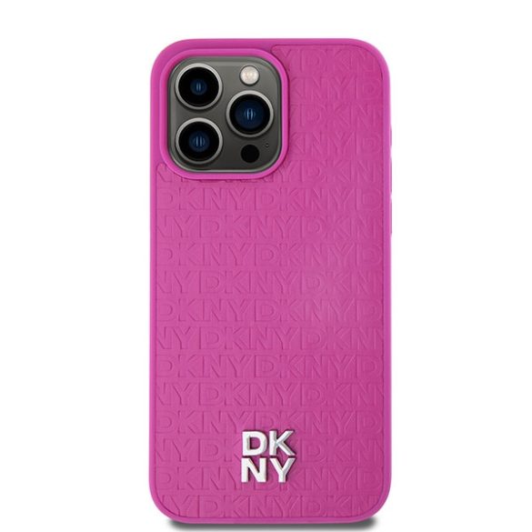 DKNY DKHMP15XPSHRPSP Leather Monogram Pattern Metal Logo MagSafe-kompatibilis tok iPhone 15 Pro Max - rózsaszín