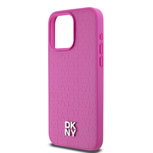 DKNY DKHMP15XPSHRPSP Leather Monogram Pattern Metal Logo MagSafe-kompatibilis tok iPhone 15 Pro Max - rózsaszín