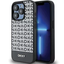   DKNY DKHMP15LPSOSPK Leather Printed Pattern Metal Logo MagSafe-kompatibilis tok iPhone 15 Pro - fekete