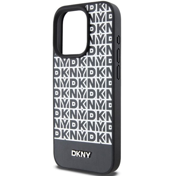 DKNY DKHMP15LPSOSPK Leather Printed Pattern Metal Logo MagSafe-kompatibilis tok iPhone 15 Pro - fekete