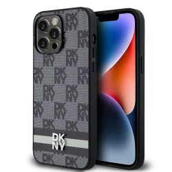   DKNY DKHCP14XPCPTSSK Leather Checkered Mono Pattern & Printed Stripes tok iPhone 14 Pro Max - fekete