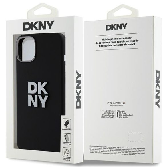 DKNY DKHCP15SSMCBSK Liquid Silicone Metal Logo tok iPhone 15 / 14 / 13 - fekete