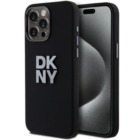 DKNY DKHCP15LSMCBSK Liquid Silicone Metal Logo tok iPhone 15 Pro - fekete