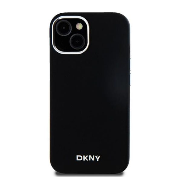 DKNY DKHMP14SSMCHLK Liquid Silicone Small Metal Logo MagSafe-kompatibilis tok iPhone 14 / 15 / 13 - fekete