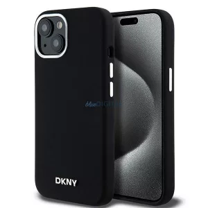 DKNY DKHMP15MSMCHLK Liquid Silicone Small Metal Logo MagSafe-kompatibilis tok iPhone 15 Plus - fekete