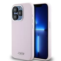   DKNY DKHMP14LSMCHLP Liquid Silicone Small Metal Logo MagSafe-kompatibilis tok iPhone 14 Pro - rózsaszín