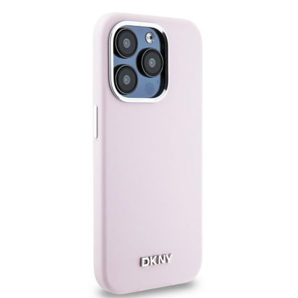 DKNY DKHMP14LSMCHLP Liquid Silicone Small Metal Logo MagSafe-kompatibilis tok iPhone 14 Pro - rózsaszín