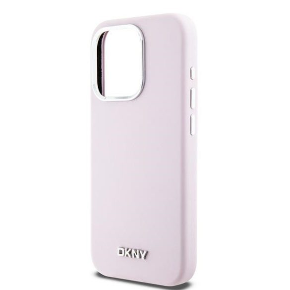 DKNY DKHMP14LSMCHLP Liquid Silicone Small Metal Logo MagSafe-kompatibilis tok iPhone 14 Pro - rózsaszín