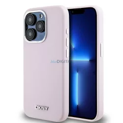   DKNY DKHMP15LSMCHLP Liquid Silicone Small Metal Logo MagSafe-kompatibilis tok iPhone 15 Pro - rózsaszín