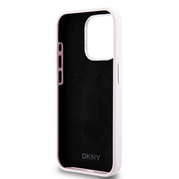 DKNY DKHMP15LSMCHLP Liquid Silicone Small Metal Logo MagSafe-kompatibilis tok iPhone 15 Pro - rózsaszín