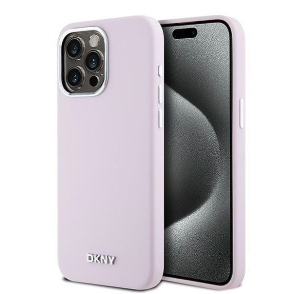 DKNY DKHMP15XSMCHLP Liquid Silicone Small Metal Logo MagSafe-kompatibilis tok iPhone 15 Pro Max - rózsaszín