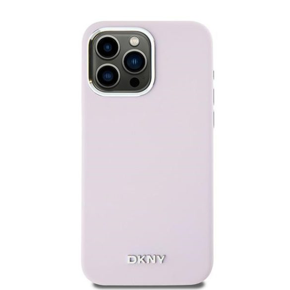 DKNY DKHMP15XSMCHLP Liquid Silicone Small Metal Logo MagSafe-kompatibilis tok iPhone 15 Pro Max - rózsaszín