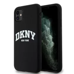   DKNY DKHMN61SNYACH Liquid Silicone White Printed Logo MagSafe-kompatibilis tok iPhone 11  - fekete