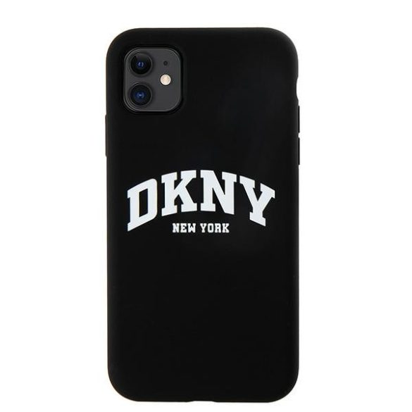 DKNY DKHMN61SNYACH Liquid Silicone White Printed Logo MagSafe-kompatibilis tok iPhone 11 / Xr - fekete