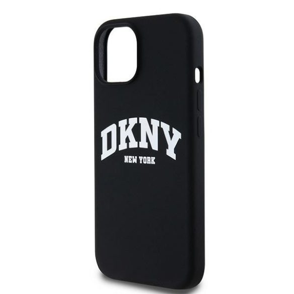 DKNY DKHMN61SNYACH Liquid Silicone White Printed Logo MagSafe-kompatibilis tok iPhone 11 / Xr - fekete