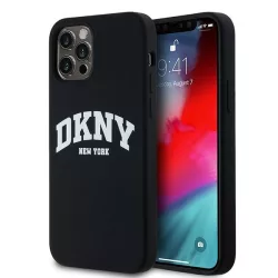   DKNY DKHMP12MSNYACH Liquid Silicone White Printed Logo MagSafe-kompatibilis tok iPhone 12/12 Pro - fekete