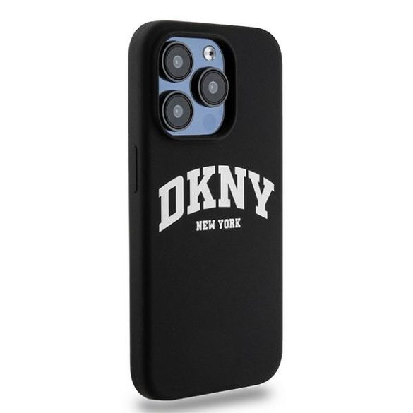 DKNY DKHMP13LSNYACH Liquid Silicone White Printed Logo MagSafe-kompatibilis tok iPhone 13 / 13 Pro - fekete