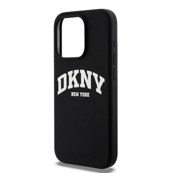 DKNY DKHMP13LSNYACH Liquid Silicone White Printed Logo MagSafe-kompatibilis tok iPhone 13 / 13 Pro - fekete