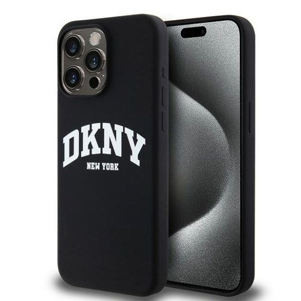 DKNY DKHMP13XSNYACH Liquid Silicone White Printed Logo MagSafe-kompatibilis tok iPhone 13 Pro Max - fekete