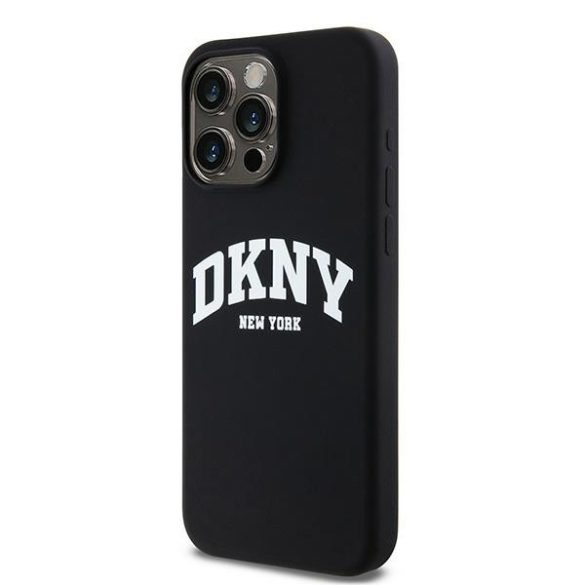 DKNY DKHMP13XSNYACH Liquid Silicone White Printed Logo MagSafe-kompatibilis tok iPhone 13 Pro Max - fekete