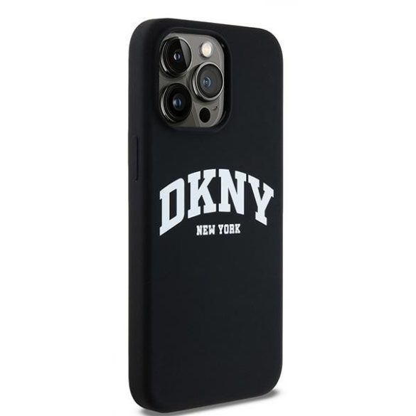 DKNY DKHMP13XSNYACH Liquid Silicone White Printed Logo MagSafe-kompatibilis tok iPhone 13 Pro Max - fekete