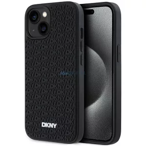DKNY DKHCP15S3DRPWK 3D Rubber Repeat Pattern tok iPhone 15 - fekete