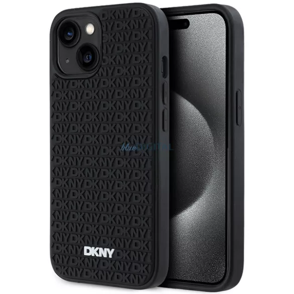 DKNY DKHCP15S3DRPWK 3D Rubber Repeat Pattern tok iPhone 15 - fekete