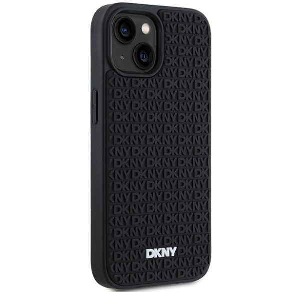 DKNY DKHCP15S3DRPWK 3D Rubber Repeat Pattern tok iPhone 15/14/13 - fekete