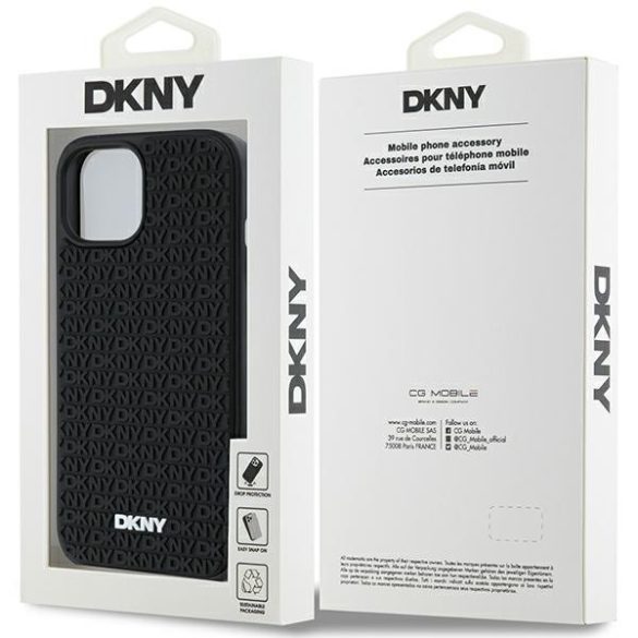 DKNY DKHCP15S3DRPWK 3D Rubber Repeat Pattern tok iPhone 15/14/13 - fekete