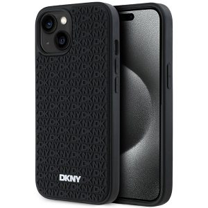 DKNY DKHCP15M3DRPWK 3D Rubber Repeat Pattern tok iPhone 15 Plus - fekete