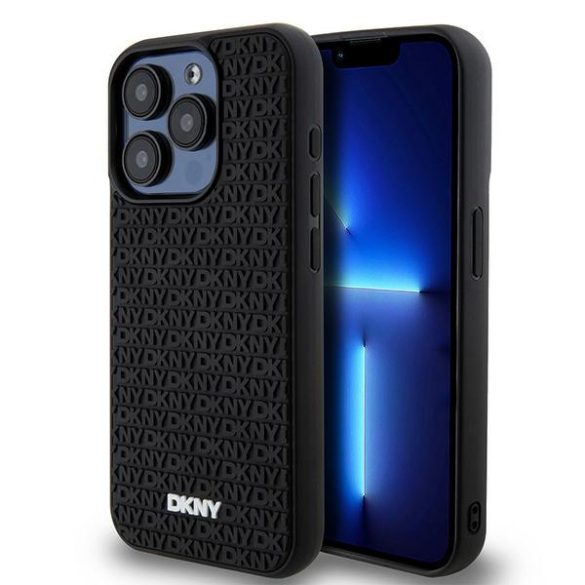 DKNY DKHCP15L3DRPWK 3D Rubber Repeat Pattern tok iPhone 15 Pro - fekete