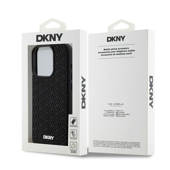 DKNY DKHCP15L3DRPWK 3D Rubber Repeat Pattern tok iPhone 15 Pro - fekete