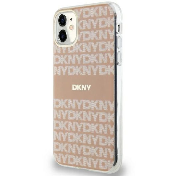 DKNY DKHMN61HRHSEP IML Mono & Stripe MagSafe-kompatibilis tok iPhone 11 / Xr - rózsaszín