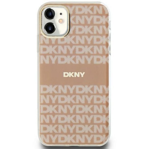 DKNY DKHMN61HRHSEP IML Mono & Stripe MagSafe-kompatibilis tok iPhone 11 / Xr - rózsaszín