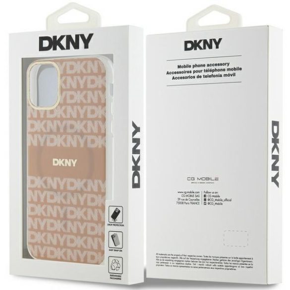 DKNY DKHMN61HRHSEP IML Mono & Stripe MagSafe-kompatibilis tok iPhone 11 / Xr - rózsaszín