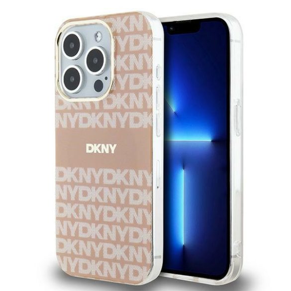 DKNY DKHMP13LHRHSEP IML Mono & Stripe MagSafe-kompatibilis tok iPhone 13 / 13 Pro - rózsaszín