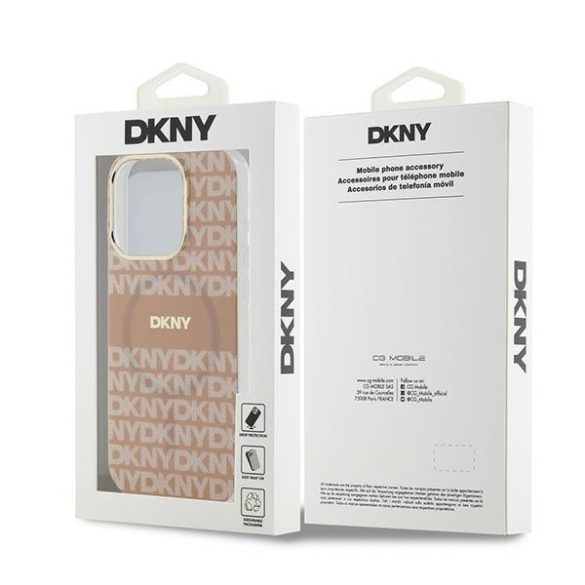 DKNY DKHMP13LHRHSEP IML Mono & Stripe MagSafe-kompatibilis tok iPhone 13 / 13 Pro - rózsaszín