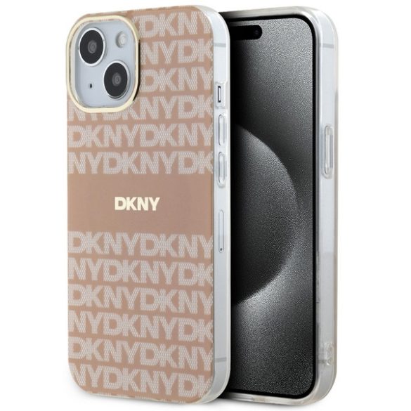 DKNY DKHMP14SHRHSEP IML Mono & Stripe MagSafe-kompatibilis tok iPhone 14 / 15 / 13 - rózsaszín