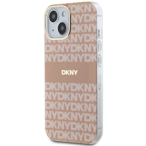 DKNY DKHMP14SHRHSEP IML Mono & Stripe MagSafe-kompatibilis tok iPhone 14 / 15 / 13 - rózsaszín