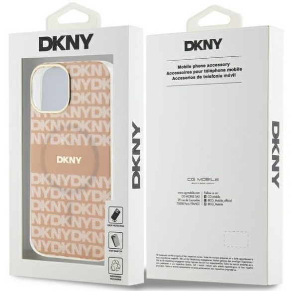 DKNY DKHMP14SHRHSEP IML Mono & Stripe MagSafe-kompatibilis tok iPhone 14 / 15 / 13 - rózsaszín