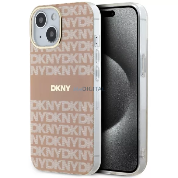 DKNY DKHMP15SHRHSEP IML Mono & Stripe MagSafe-kompatibilis tok iPhone 15 - rózsaszín