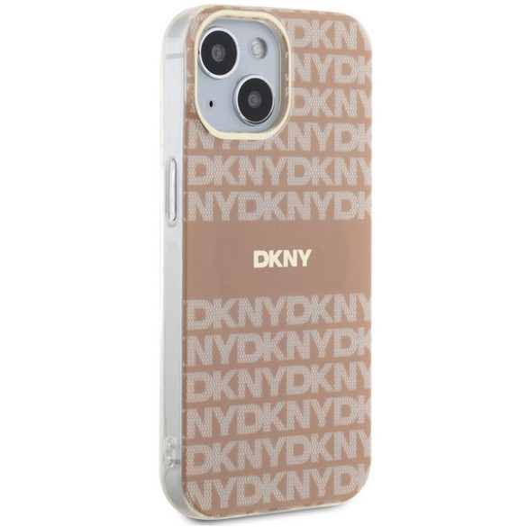 DKNY DKHMP15SHRHSEP IML Mono & Stripe MagSafe-kompatibilis tok iPhone 15 / 14 / 13 - rózsaszín