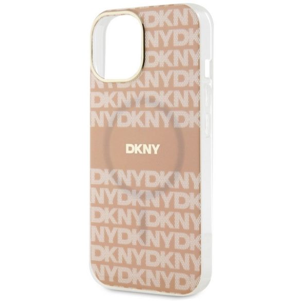 DKNY DKHMP15SHRHSEP IML Mono & Stripe MagSafe-kompatibilis tok iPhone 15 / 14 / 13 - rózsaszín