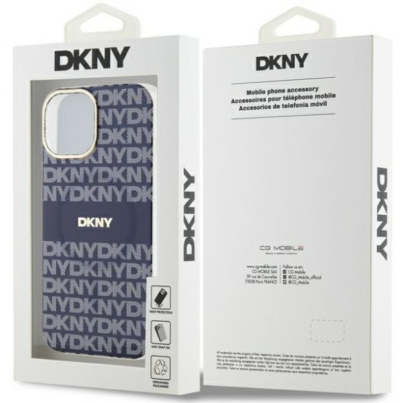 DKNY DKHMP15SHRHSEB IML Mono & Stripe MagSafe-kompatibilis tok iPhone 15/14/13 - kék