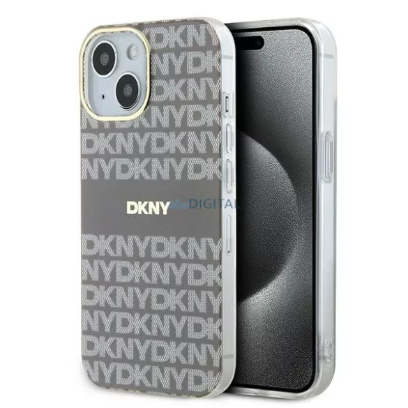 DKNY DKHMP15SHRHSEE IML Mono & Stripe MagSafe-kompatibilis tok iPhone 15 - bézs