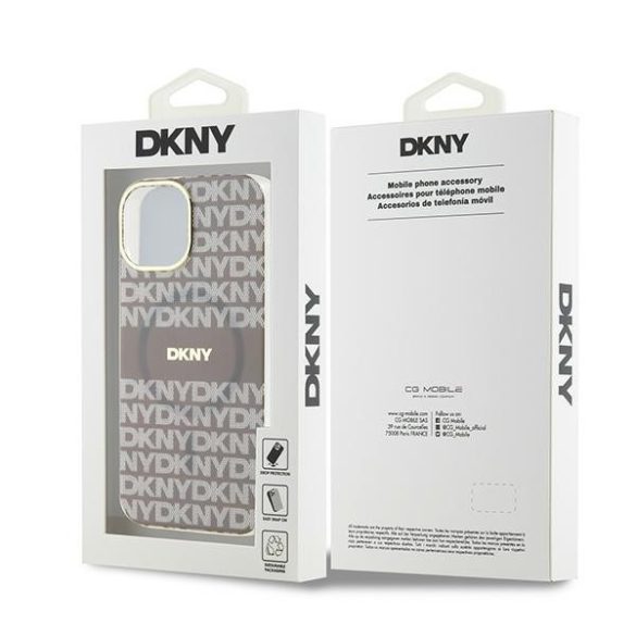 DKNY DKHMP15SHRHSEE IML Mono & Stripe MagSafe-kompatibilis tok iPhone 15 / 14 / 13 - bézs