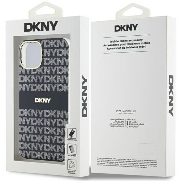 DKNY DKHMP14SHRHSEK IML Mono & Stripe MagSafe-kompatibilis tok iPhone 14 / 15 / 13 - fekete