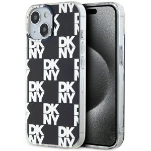 DKNY DKHCP15SHDLCEK IML Checkered Mono Pattern tok iPhone 15 / 14 / 13 - fekete